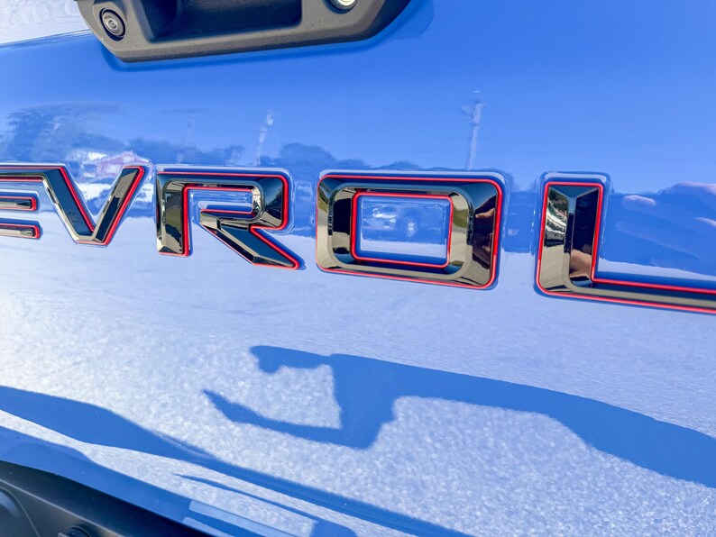 Custom 3D Raised Tailgate Insert Letters Raised Outline Emblem Decal for Any Truck Make Model Year
