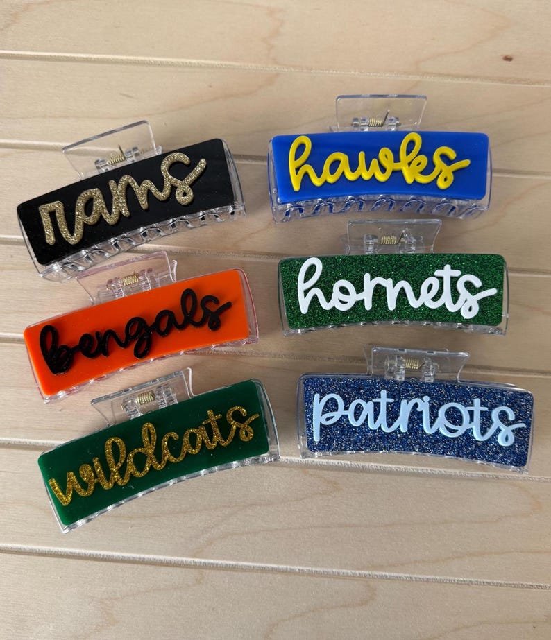 Custom Team Name Hair Claw Clip, Personalized Sports Hair Clip, Game Day Team Spirit Accessory