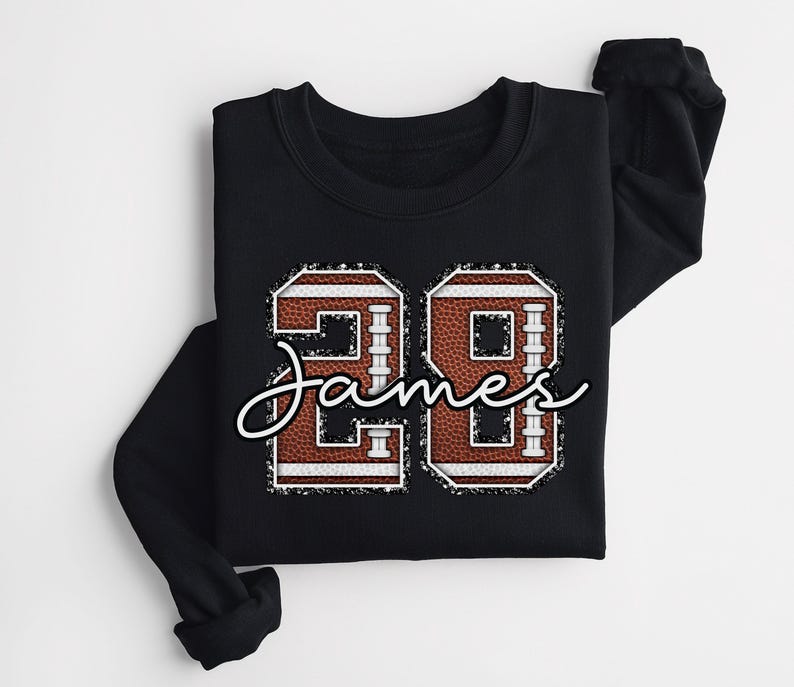 Custom Football Texture Number Sweatshirt Personalized Player Name Game Day Apparel