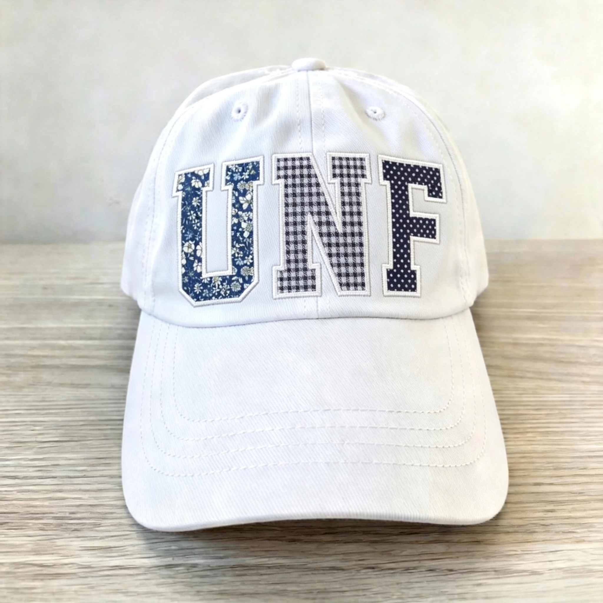 Custom Patchwork Fabric Embroidered Hat Team and School Name Applique Varsity Letters