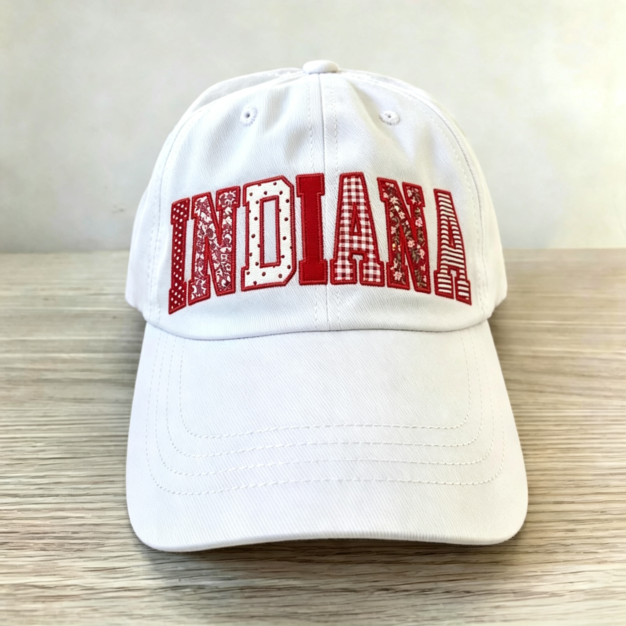 Custom Patchwork Fabric Embroidered Hat Team and School Name Applique Varsity Letters
