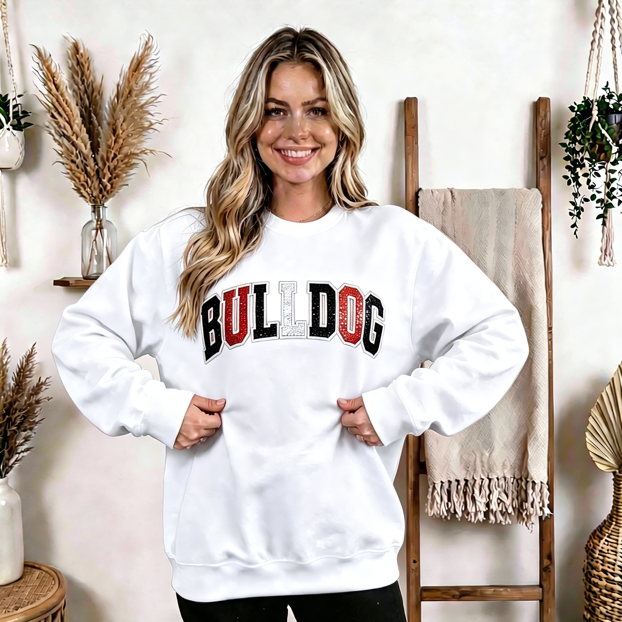 Custom Sequin Letter Sport Sweatshirt
