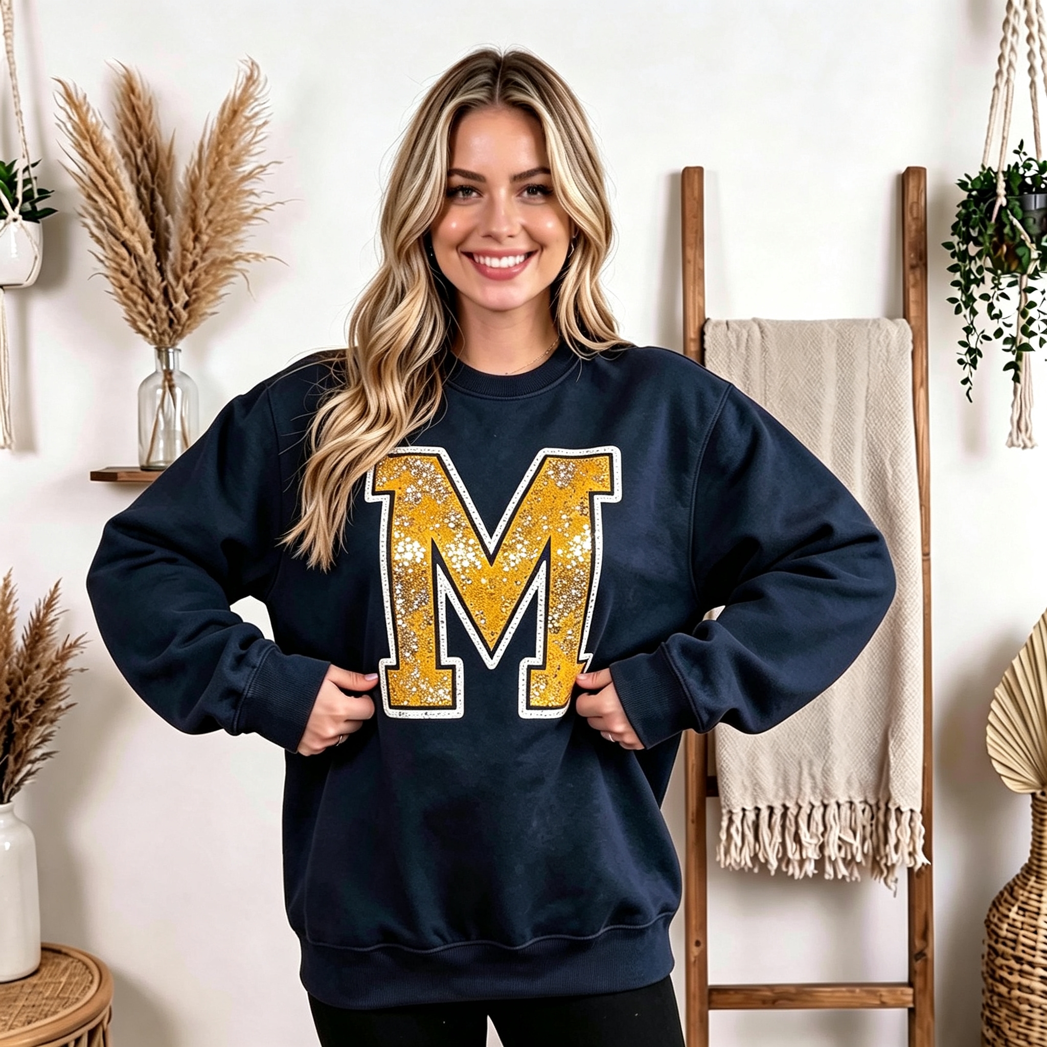 Custom Sequin Letter Sport Sweatshirt