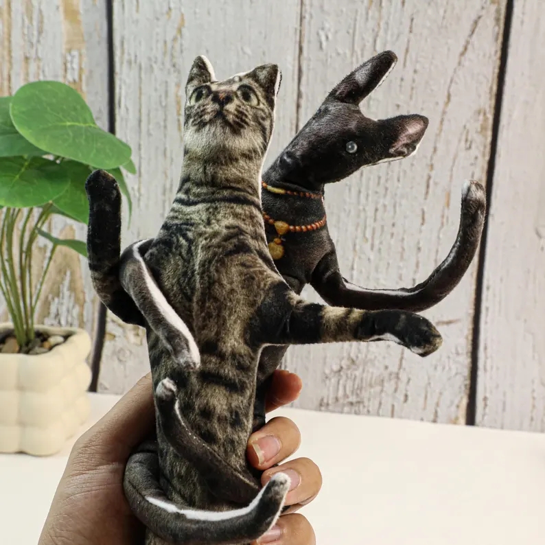 Custom Pet Photo Bendable Plush Doll, Personalized Dog Cat Re-Poseable Funny Pet Portrait Figurine