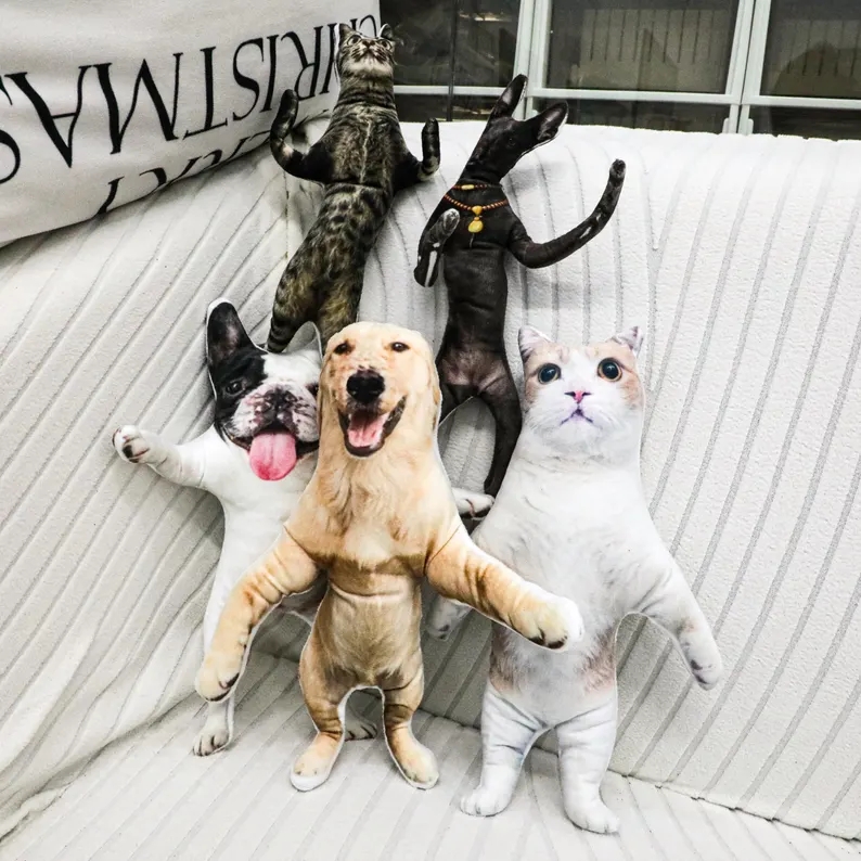 Custom Pet Photo Bendable Plush Doll, Personalized Dog Cat Re-Poseable Funny Pet Portrait Figurine