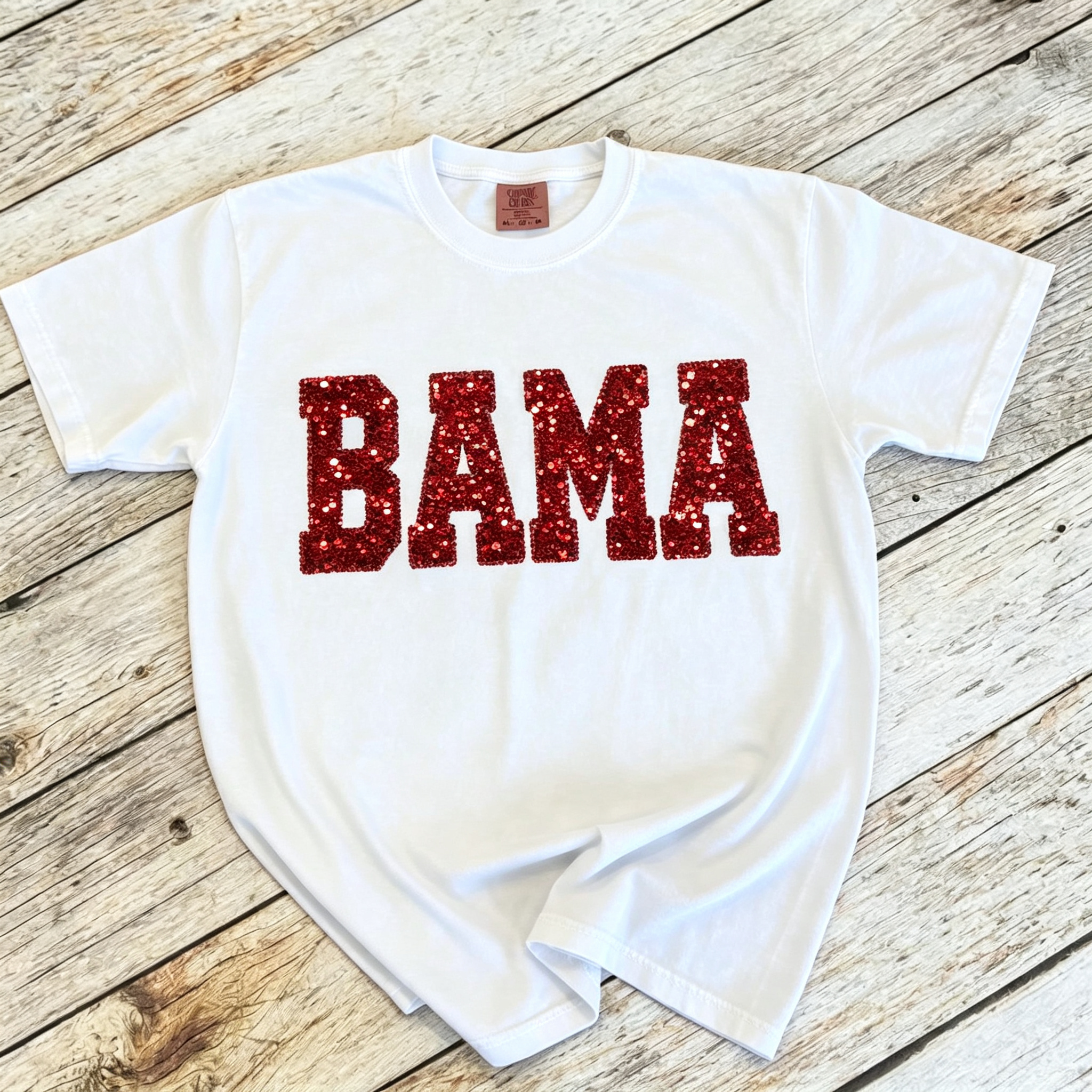 Custom Football Stadium Team Sequin Letters Crewneck Sweatshirt, Shimmer Jersey Letter Stadium Sweatshirt