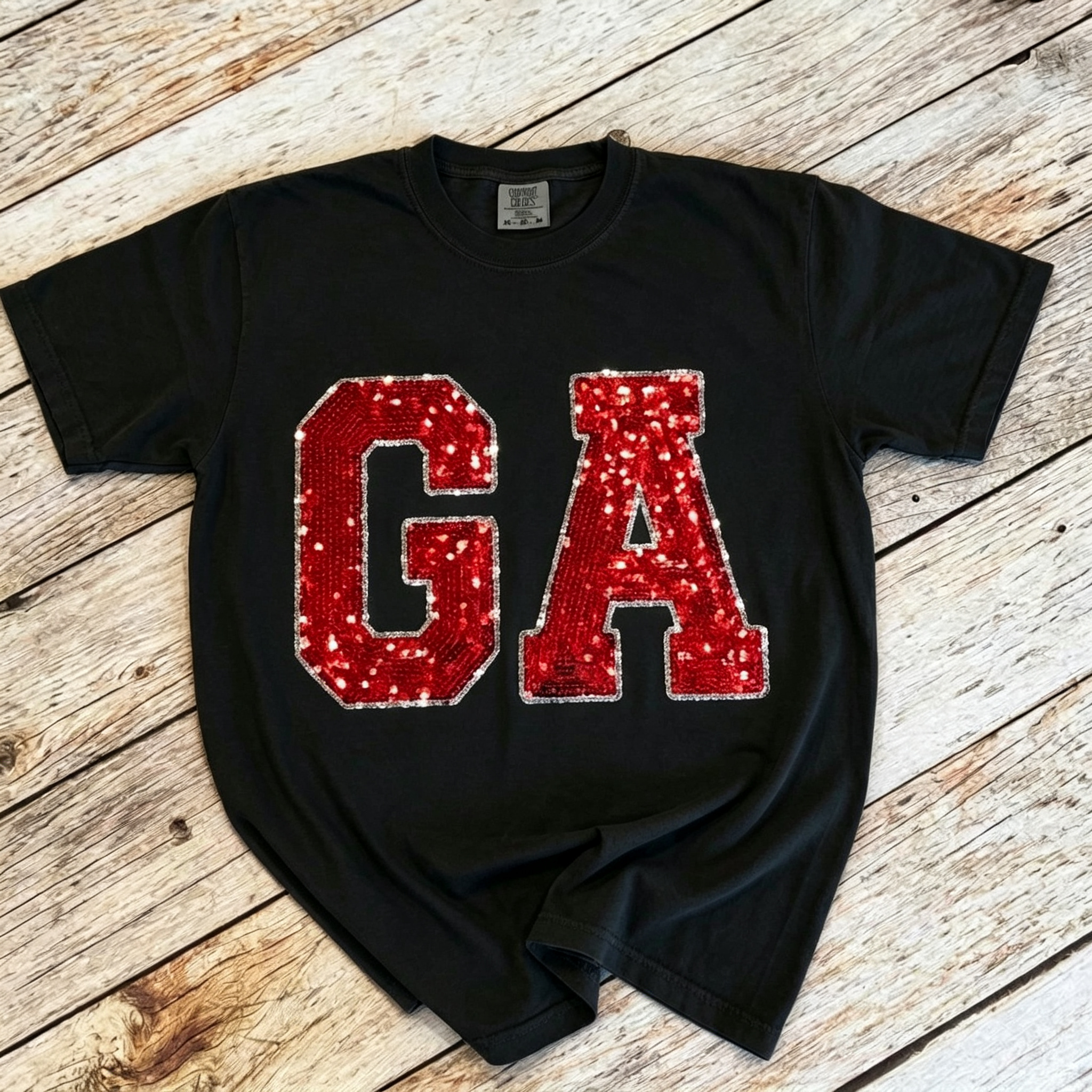 Custom Football Stadium Team Sequin Letters Crewneck Sweatshirt, Shimmer Jersey Letter Stadium Sweatshirt