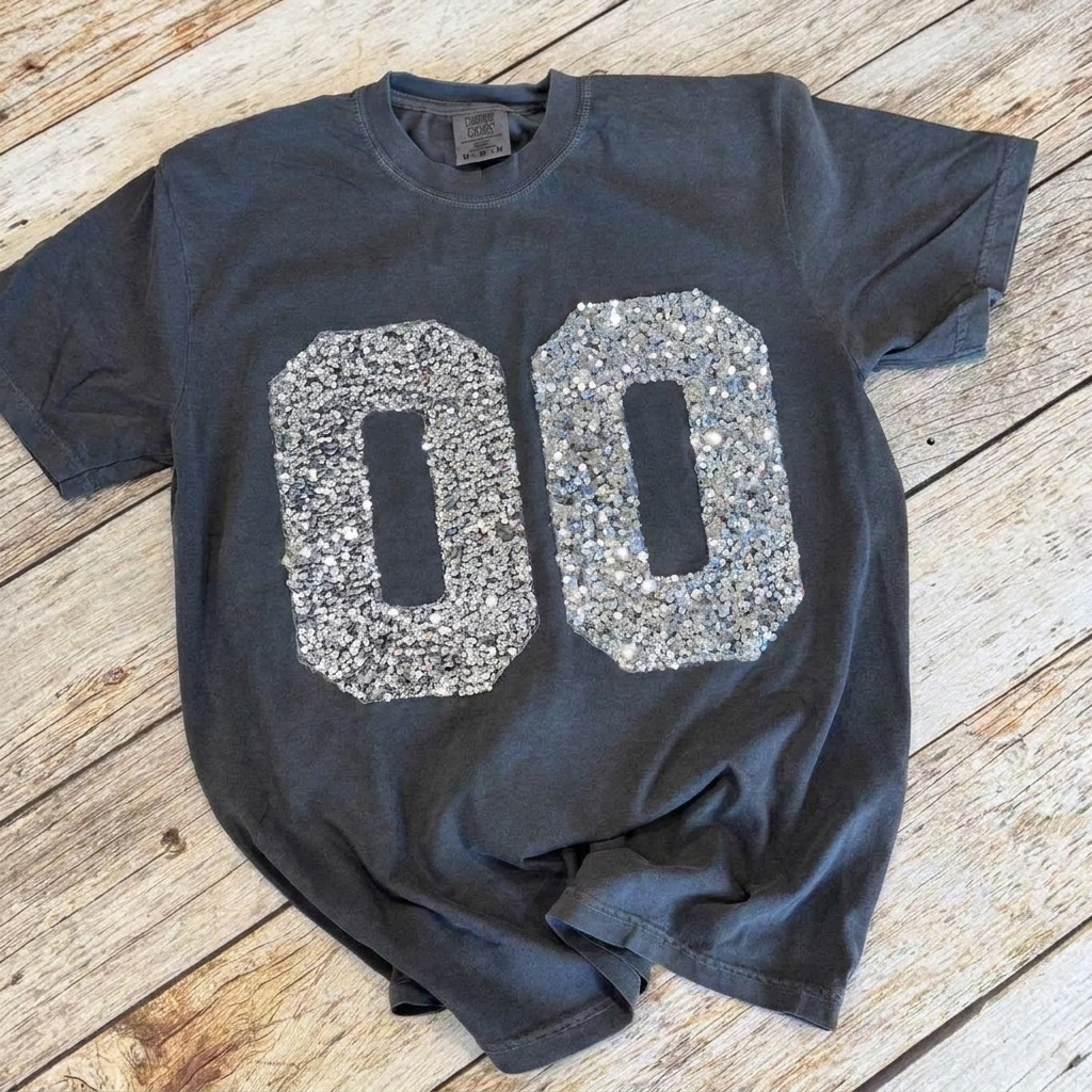 Custom Sequins Patch Player Number Crewneck, Shimmer Jersey Number Stadium Sweatshirt