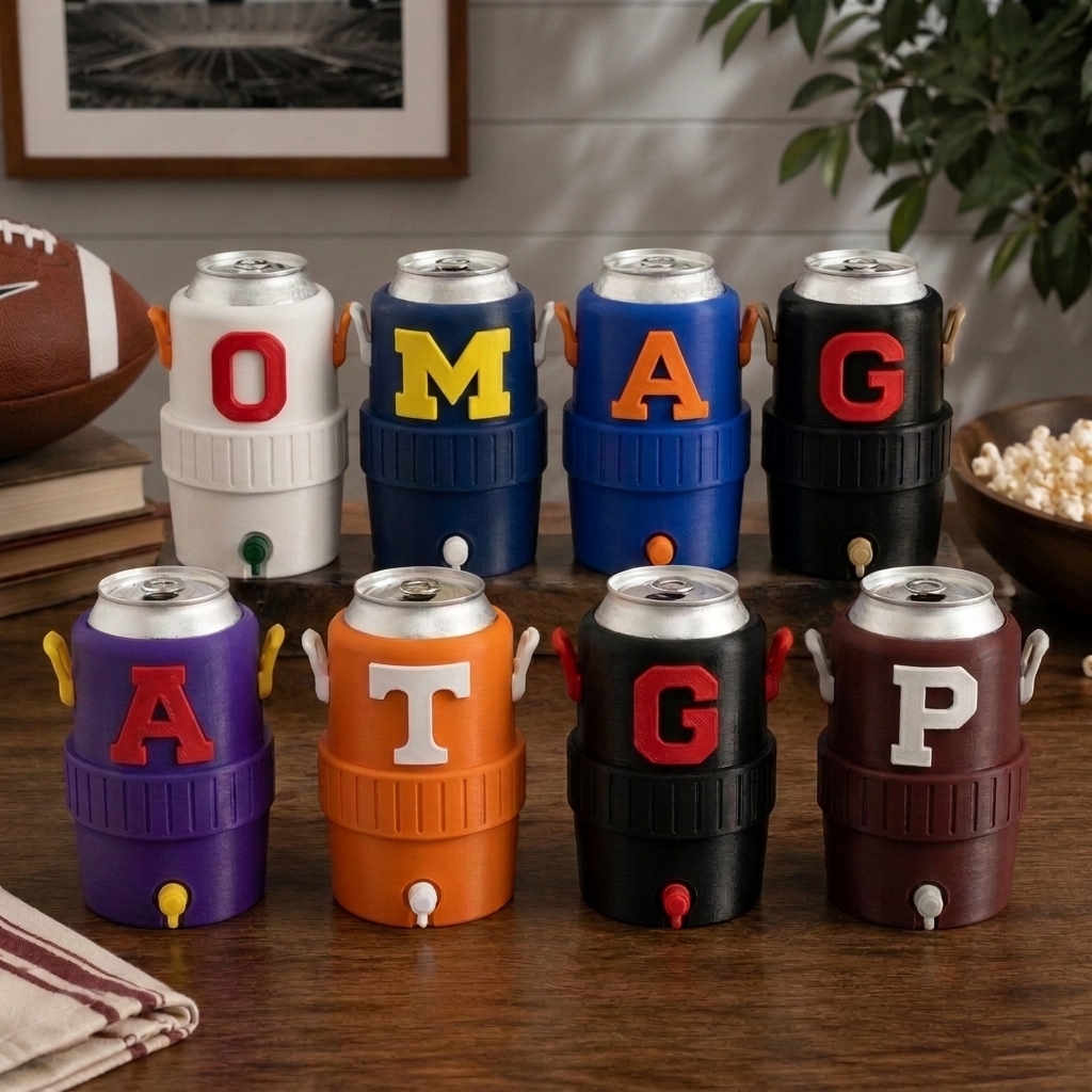 Custom 3D Raised College Mascot Insulated Can Cooler, Personalized Team Logo Drink Holder For Football Tailgates