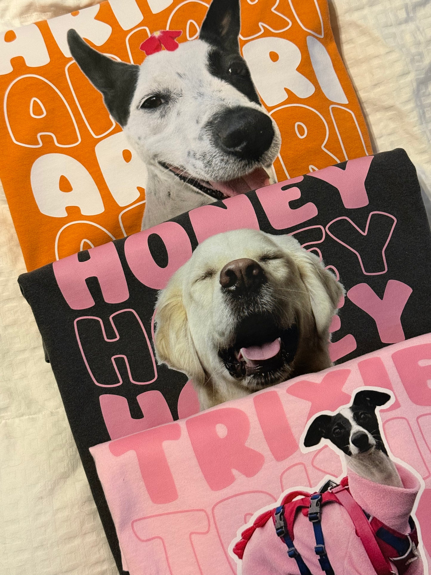 [Copy]Custom Pet Photo Graphic T-Shirt, Personalized Retro Check Striped Pet Portrait Heat Transfer Tee