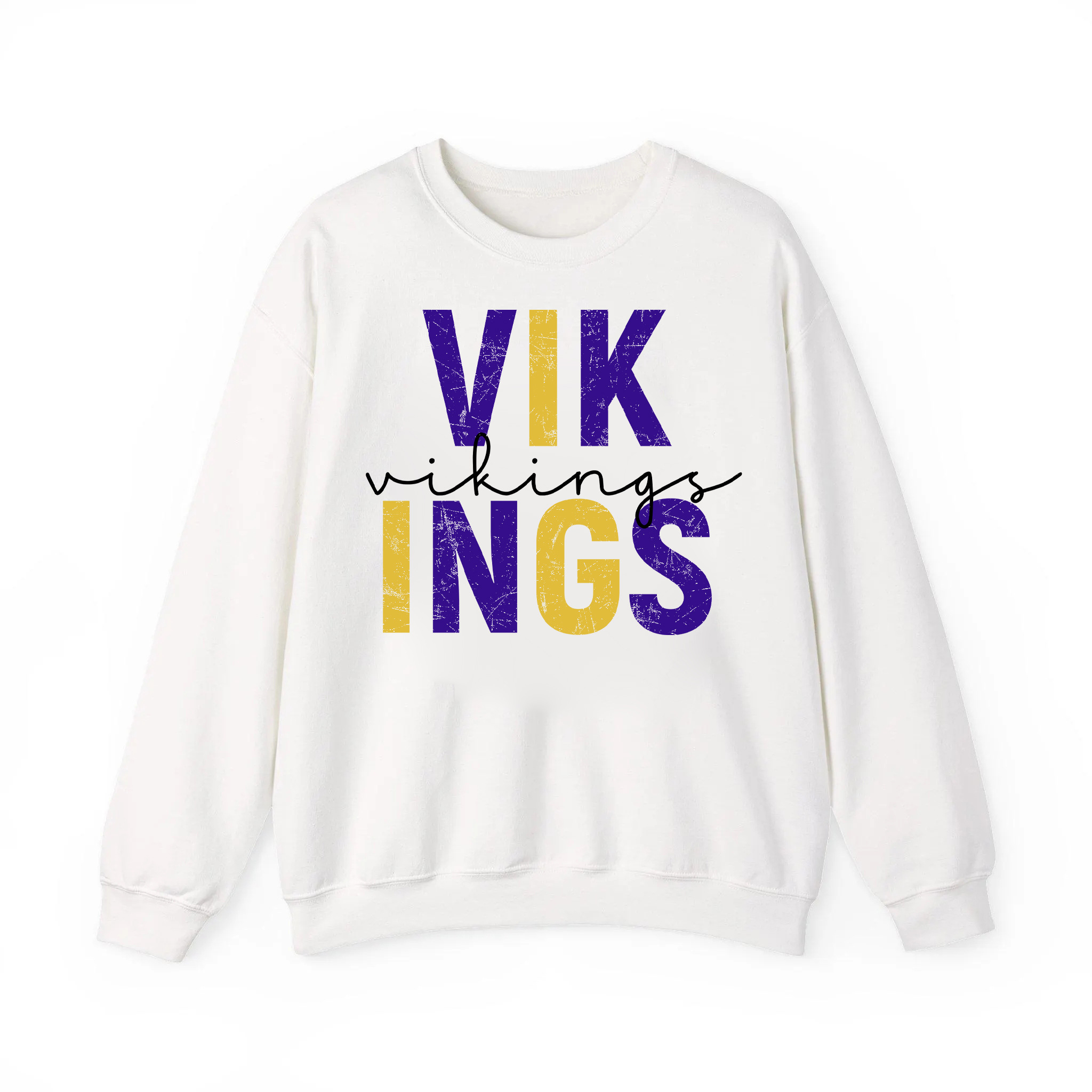 Custom Football Team Name Sweatshirt Distressed Block Letter Game Day Crewneck