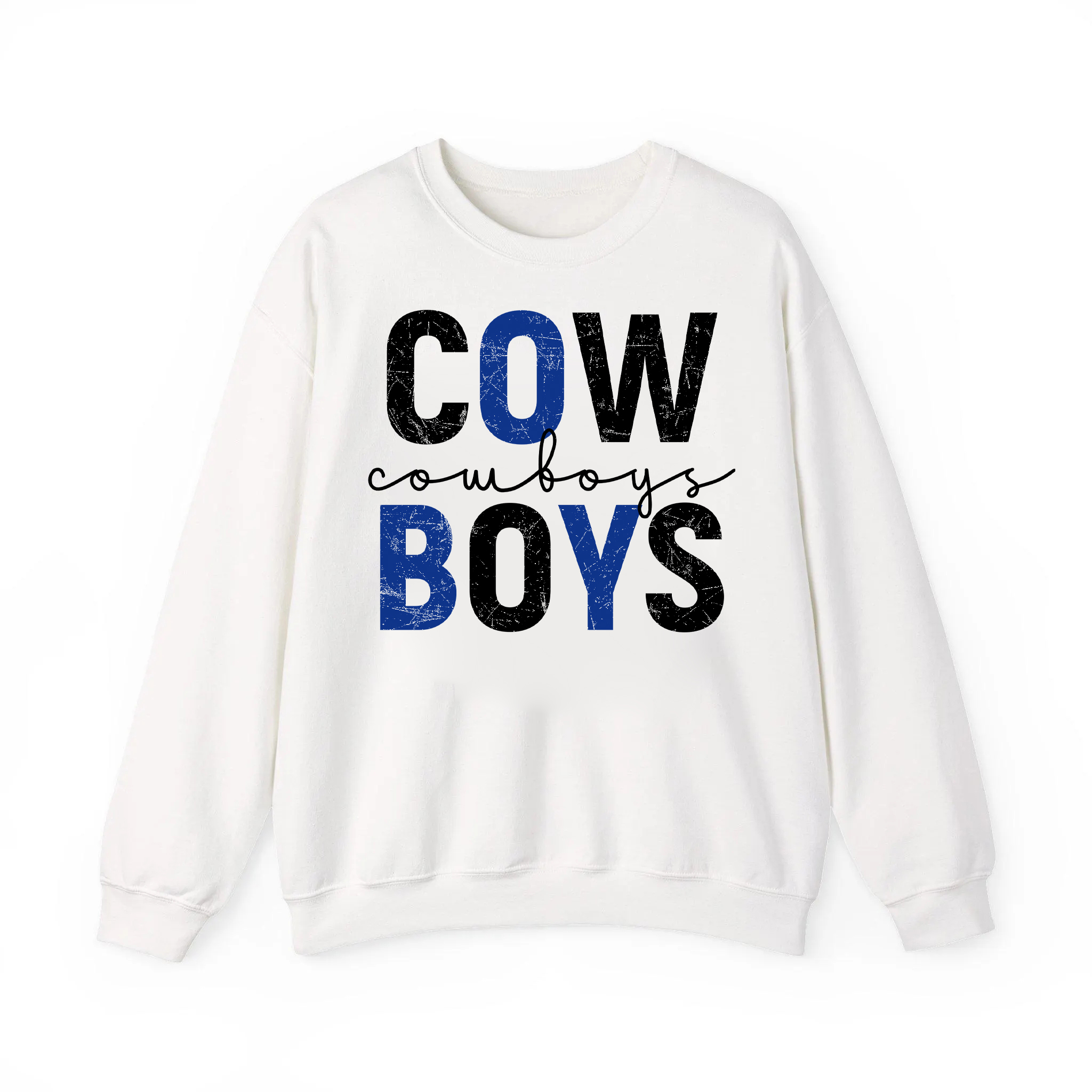Custom Football Team Name Sweatshirt Distressed Block Letter Game Day Crewneck