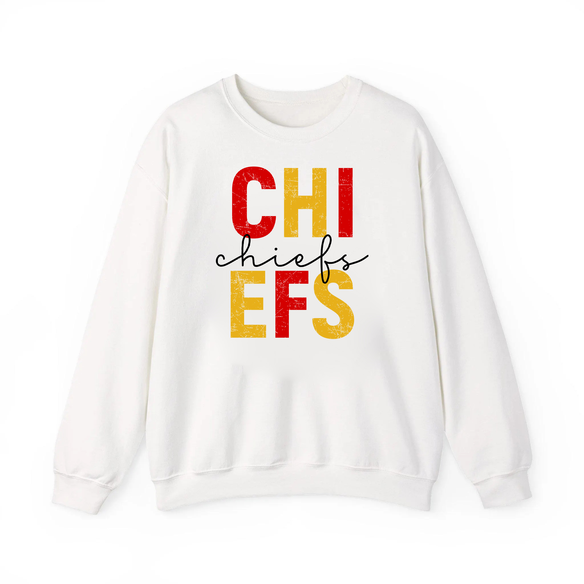 Custom Football Team Name Sweatshirt Distressed Block Letter Game Day Crewneck