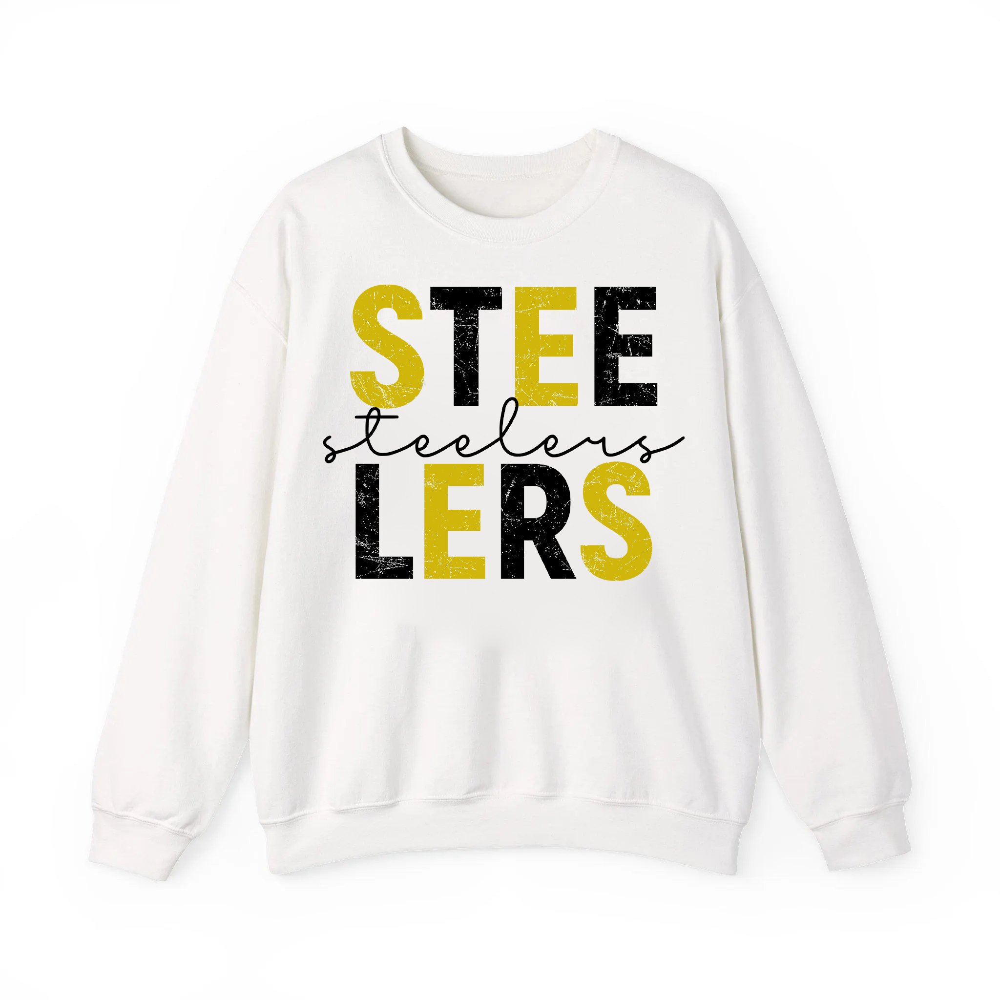 Custom Football Team Name Sweatshirt Distressed Block Letter Game Day Crewneck