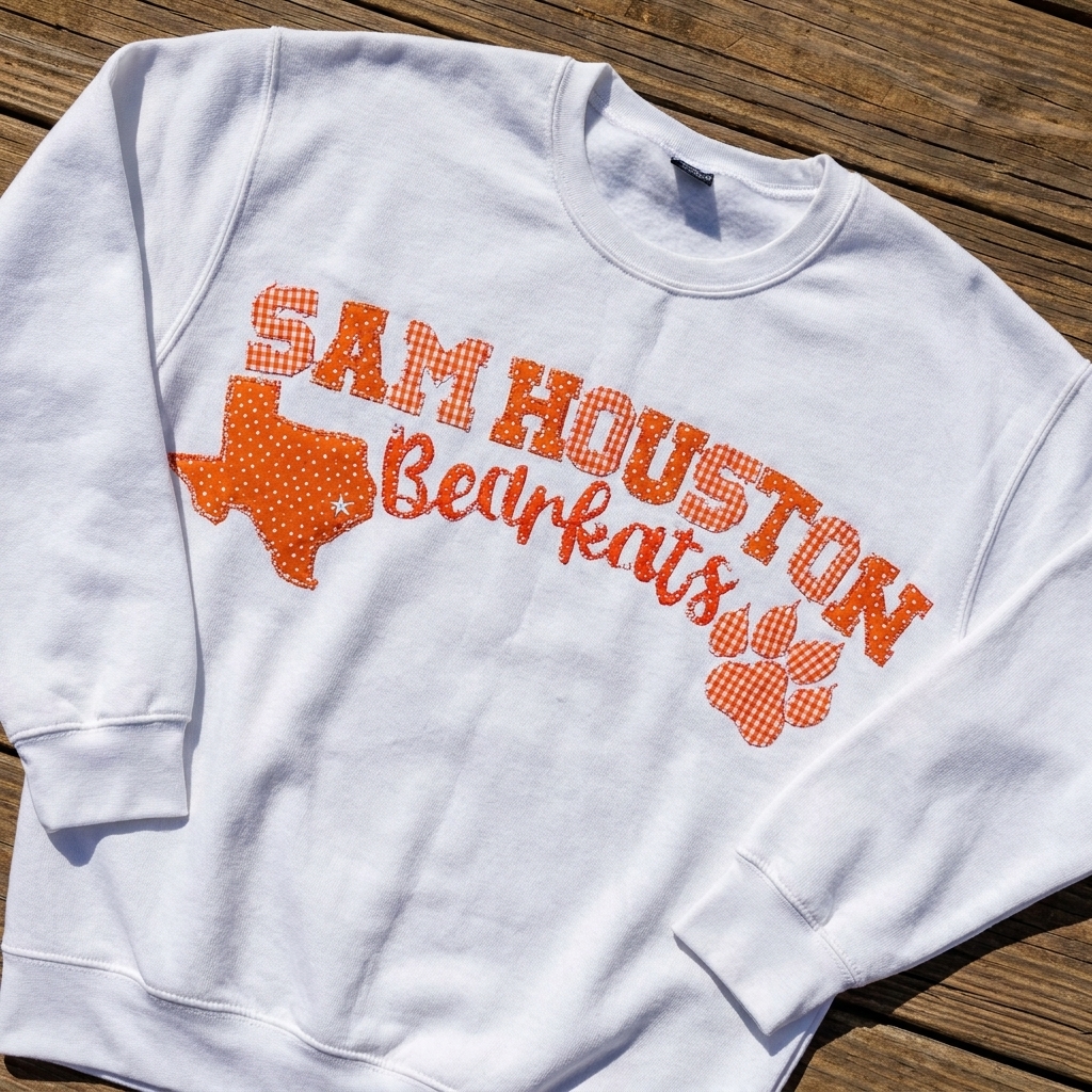 Sam Houston Bearkats Texas Map Patchwork Sweatshirt