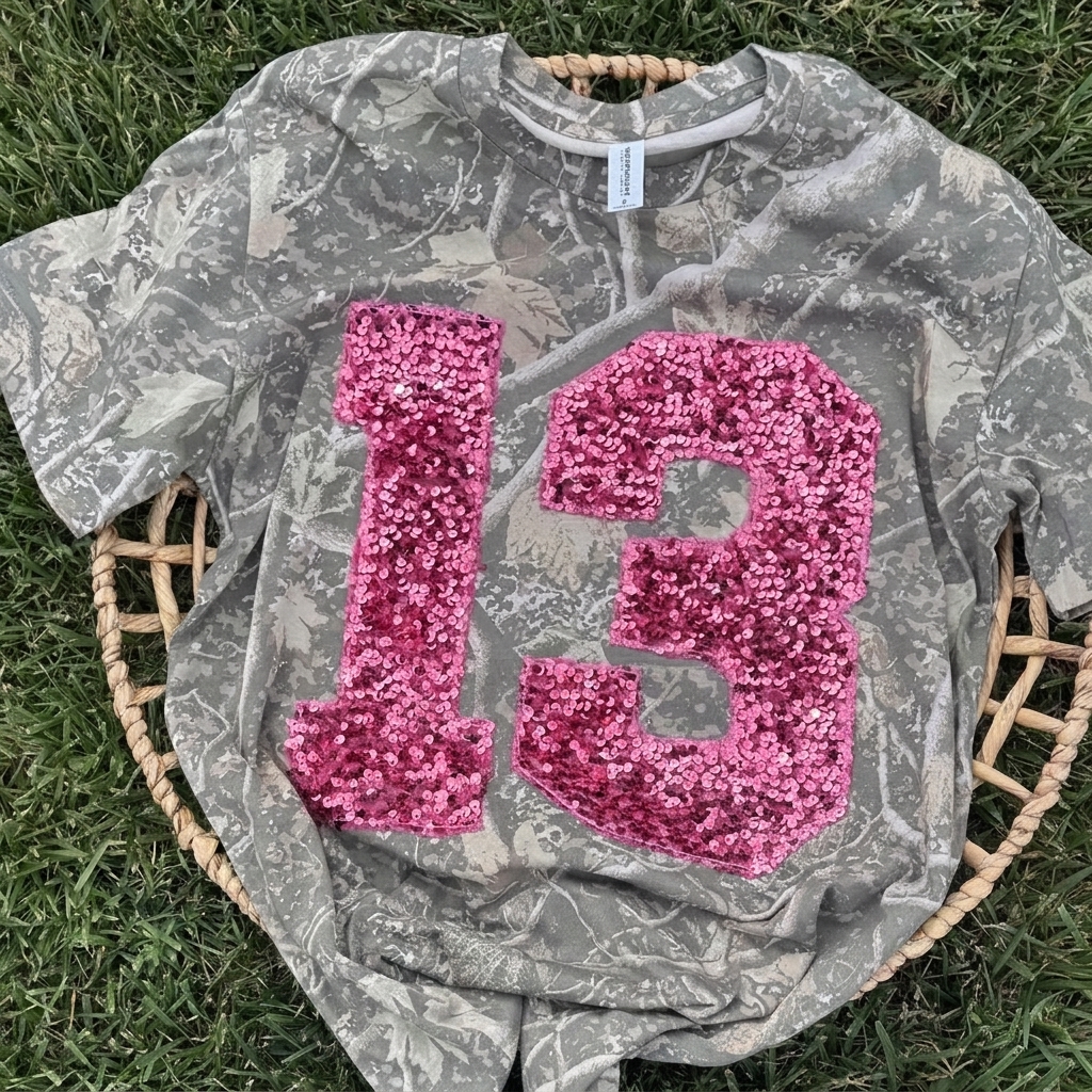Custom Sequins Patch Player Number Crewneck, Shimmer Jersey Number Stadium Sweatshirt