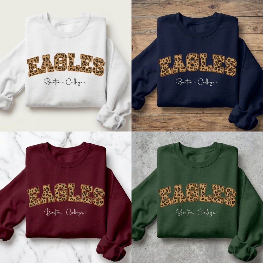 Custom Floral Fill Varsity Mascot Crewneck Sweatshirt, Personalized School Name Game Day Spirit Pullover