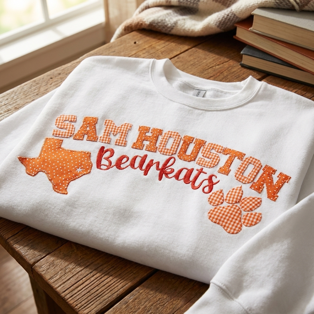 Sam Houston Bearkats Texas Map Patchwork Sweatshirt