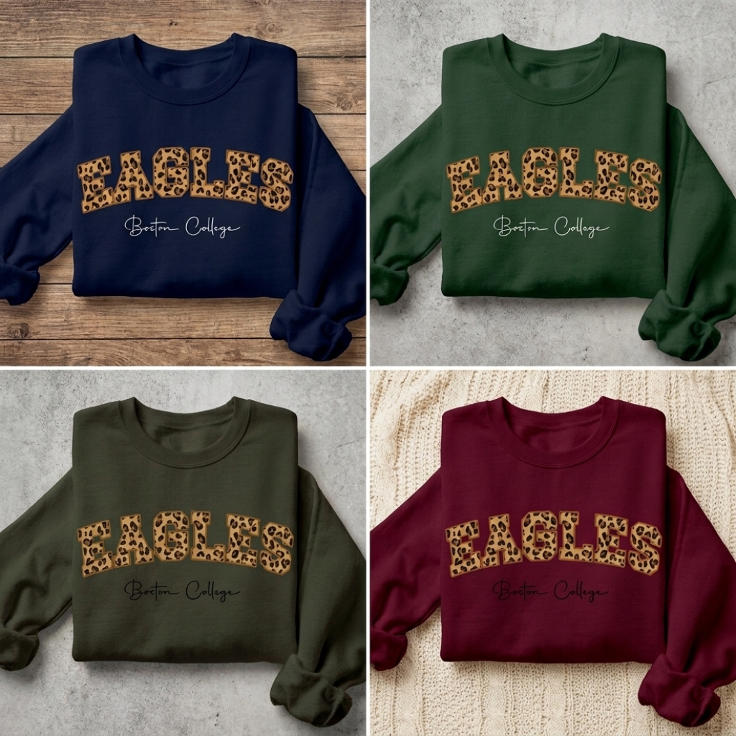 Custom Floral Fill Varsity Mascot Crewneck Sweatshirt, Personalized School Name Game Day Spirit Pullover