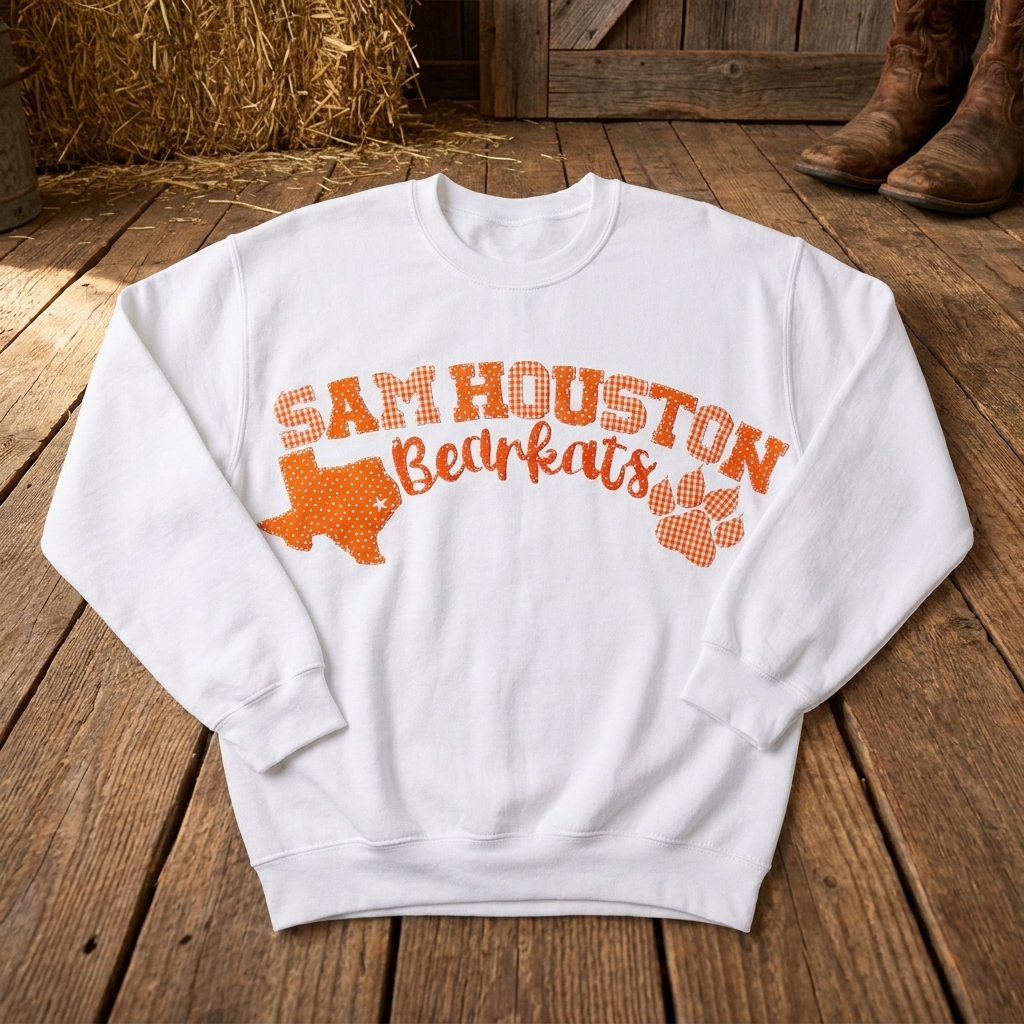 Sam Houston Bearkats Texas Map Patchwork Sweatshirt