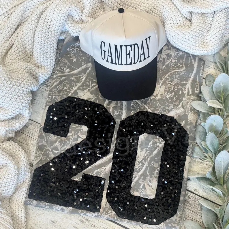 Custom Sequins Patch Player Number Crewneck, Shimmer Jersey Number Stadium Sweatshirt