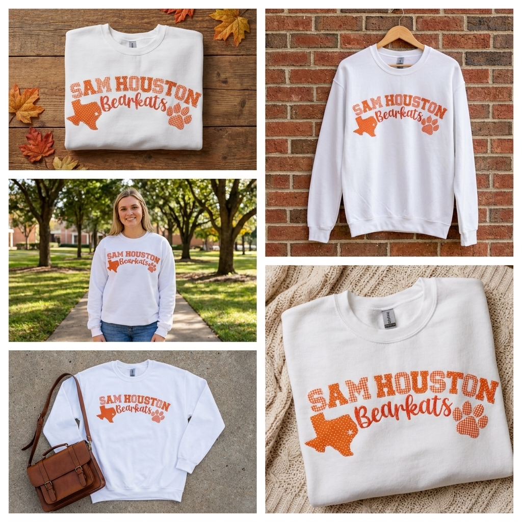 Sam Houston Bearkats Texas Map Patchwork Sweatshirt