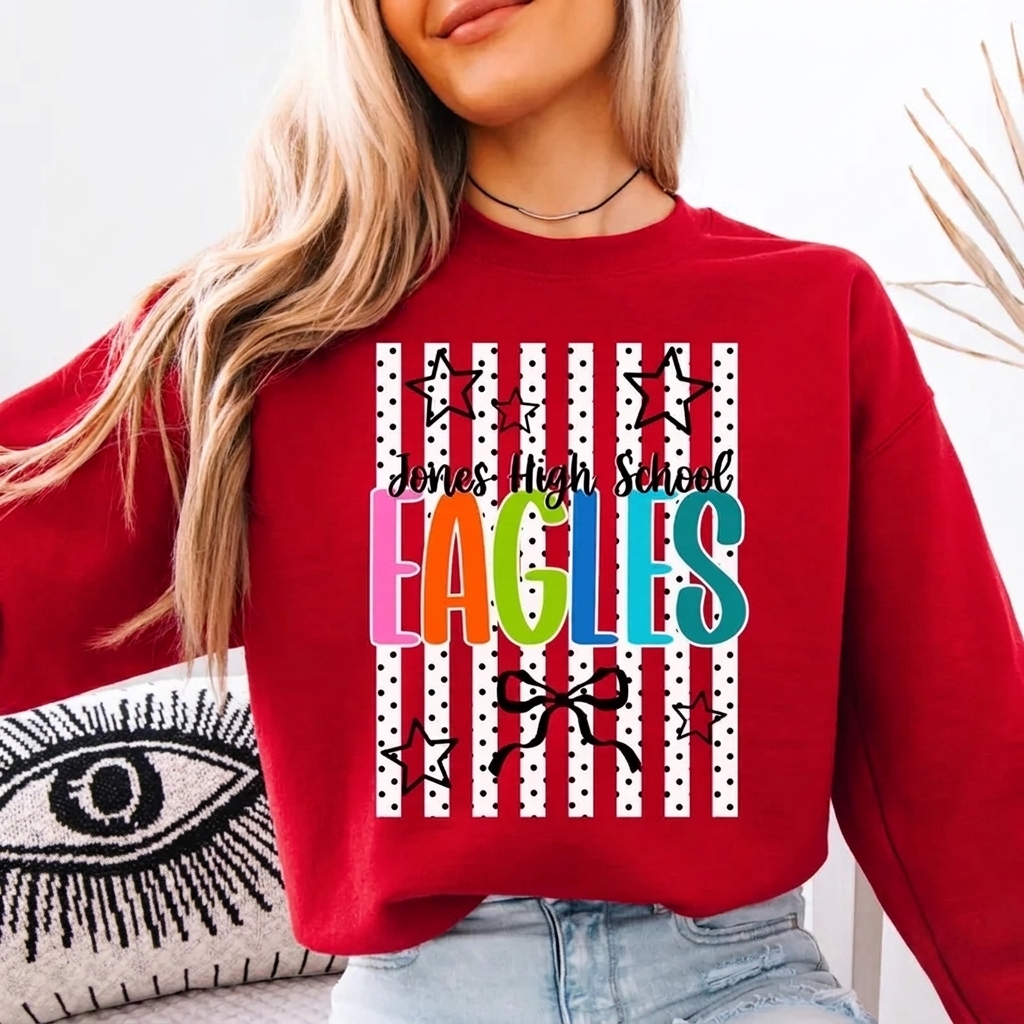 Custom Colorful Mascot Monogram Sweatshirt Personalized School Spirit Apparel