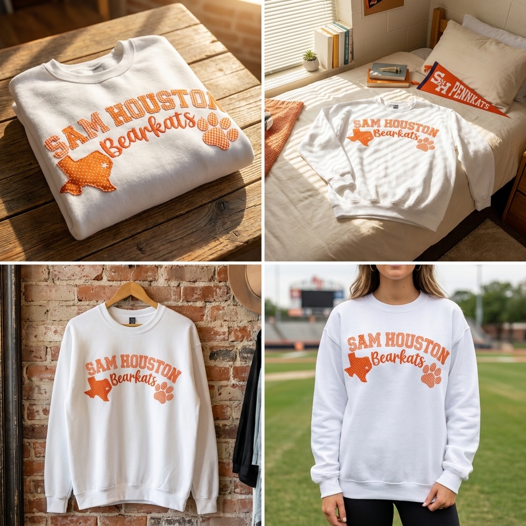 Sam Houston Bearkats Texas Map Patchwork Sweatshirt