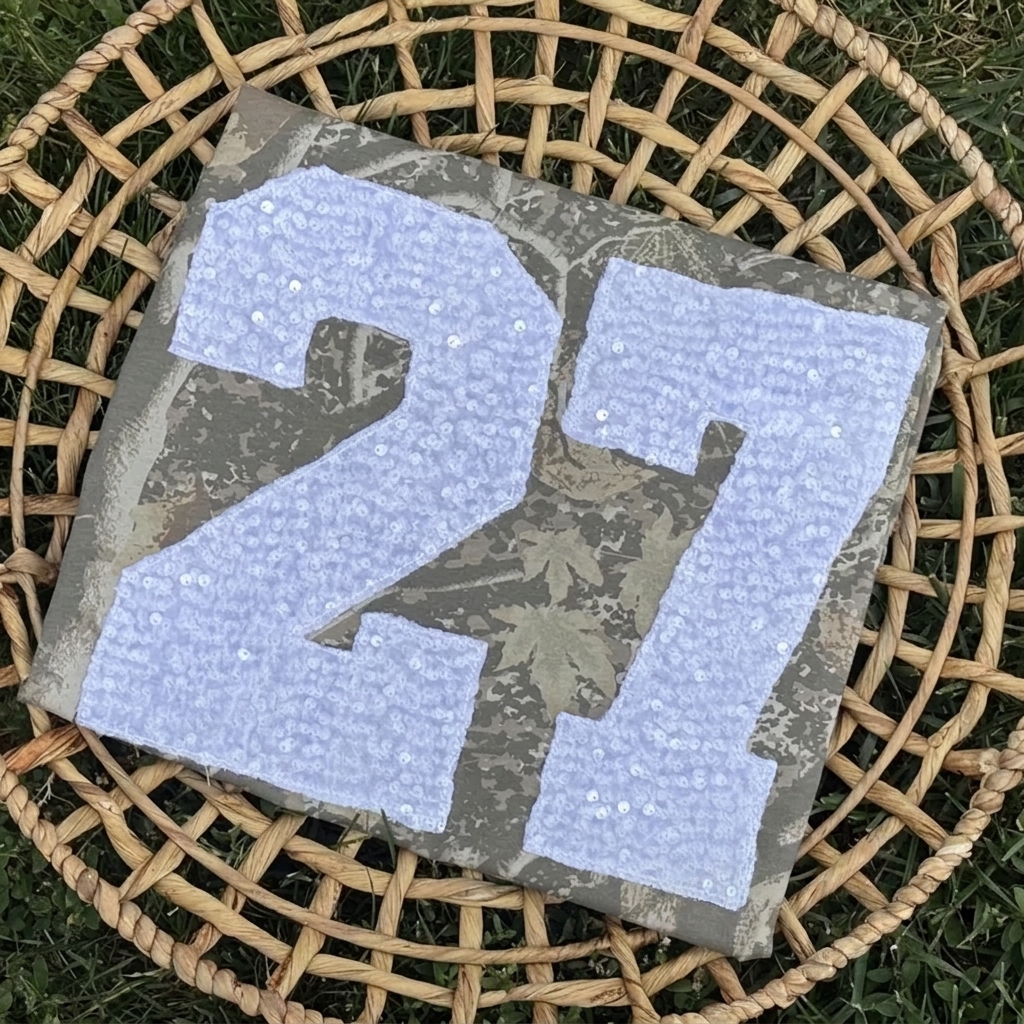 Custom Sequins Patch Player Number Crewneck, Shimmer Jersey Number Stadium Sweatshirt