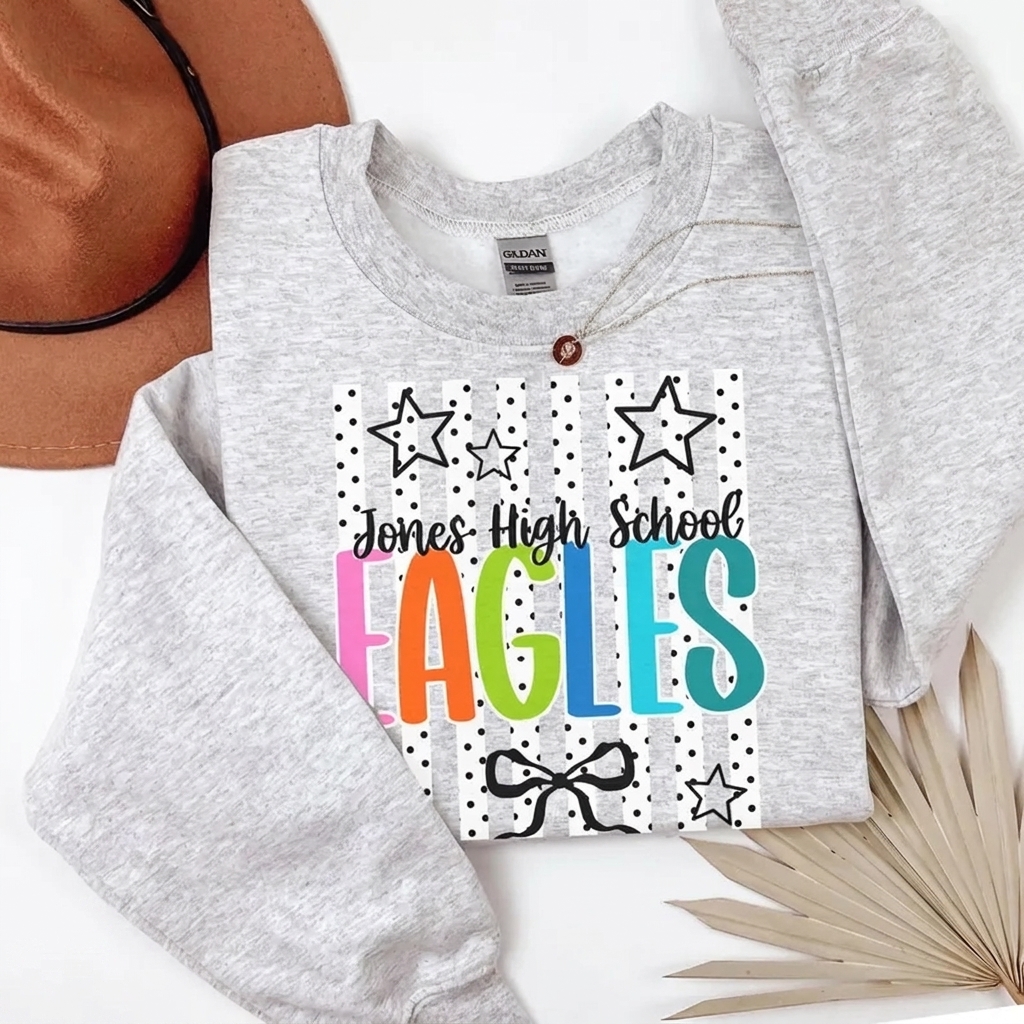 Custom Colorful Mascot Monogram Sweatshirt Personalized School Spirit Apparel