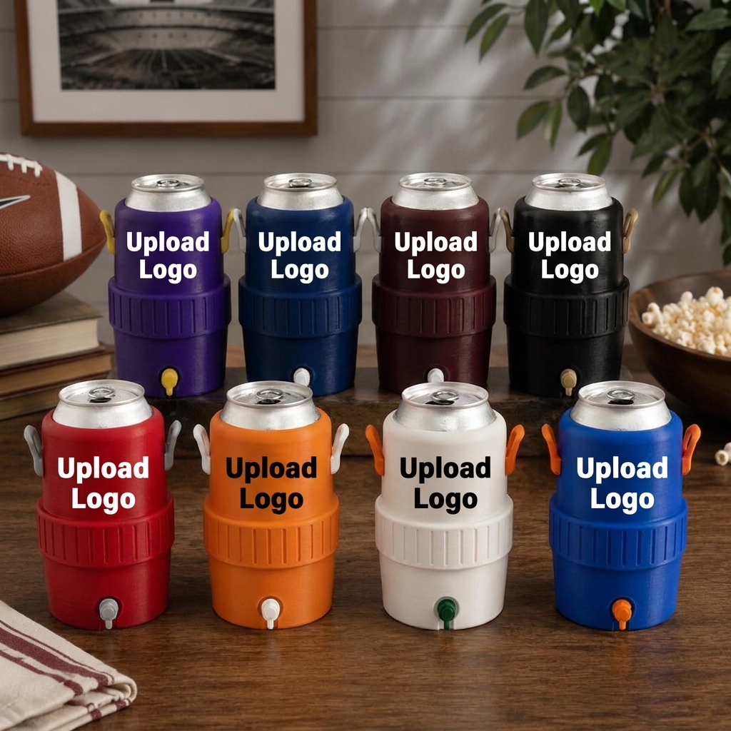 Custom 3D Raised College Mascot Insulated Can Cooler, Personalized Team Logo Drink Holder For Football Tailgates