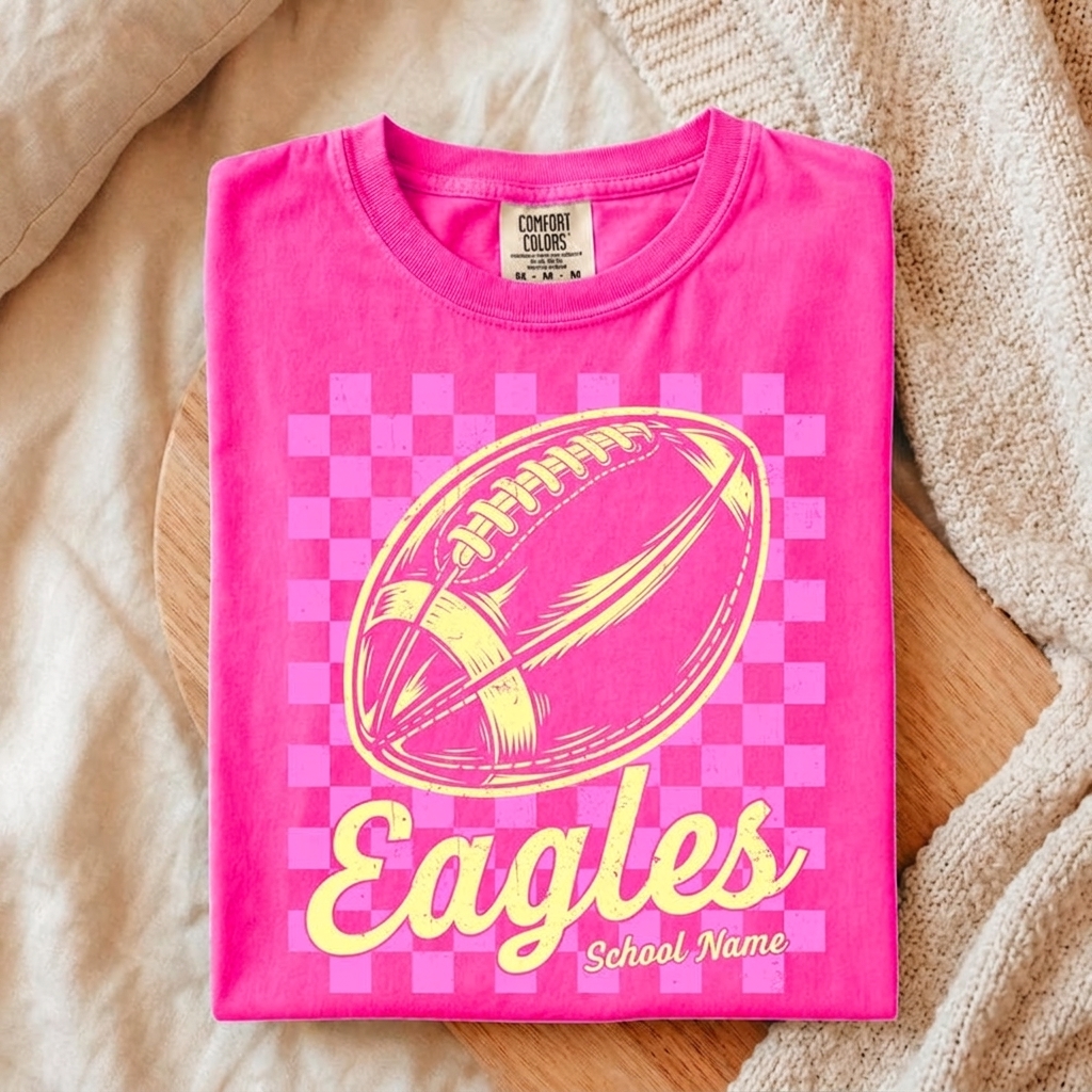 Custom Mascot Checkered Football Sweatshirt Vintage Game Day Crewneck