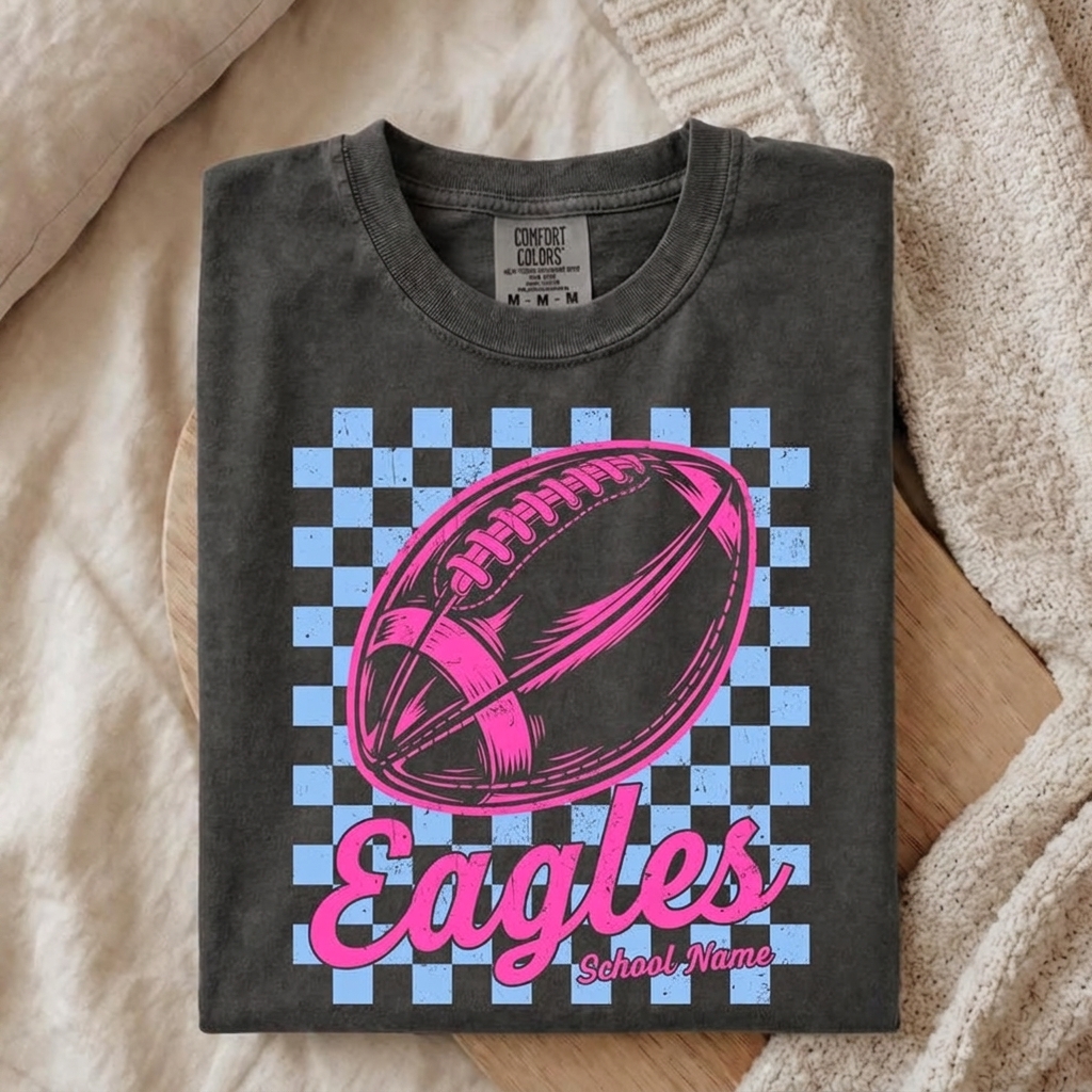 Custom Mascot Checkered Football Sweatshirt Vintage Game Day Crewneck