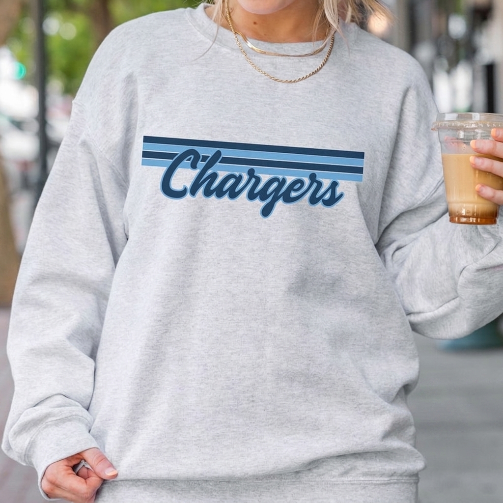 Custom Mascot Retro Stripe Sweatshirt Personalized School Team Game Day Apparel