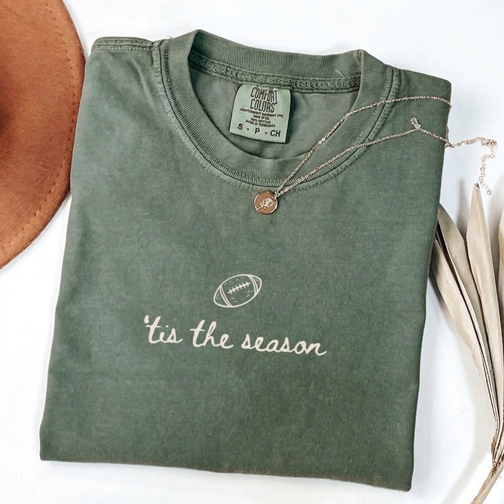 Minimalist Football Shirt Tis The Season Game Day Comfort Colors Graphic Apparel
