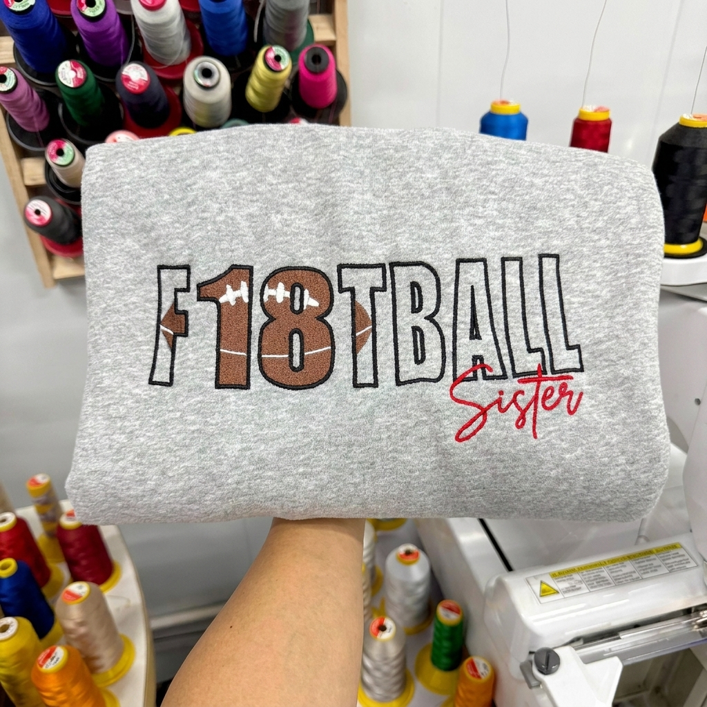 Custom Embroidered Football Family Sweatshirt Personalized Jersey Number Sleeve Name Apparel