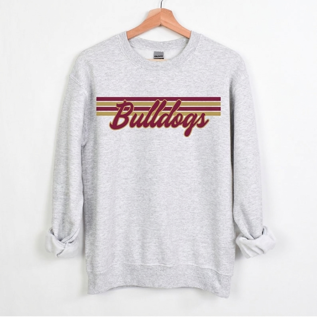 Custom Mascot Retro Stripe Sweatshirt Personalized School Team Game Day Apparel