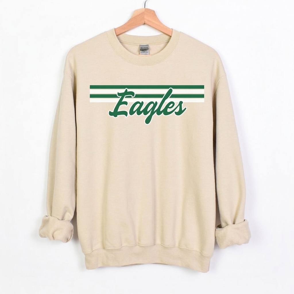 Custom Mascot Retro Stripe Sweatshirt Personalized School Team Game Day Apparel