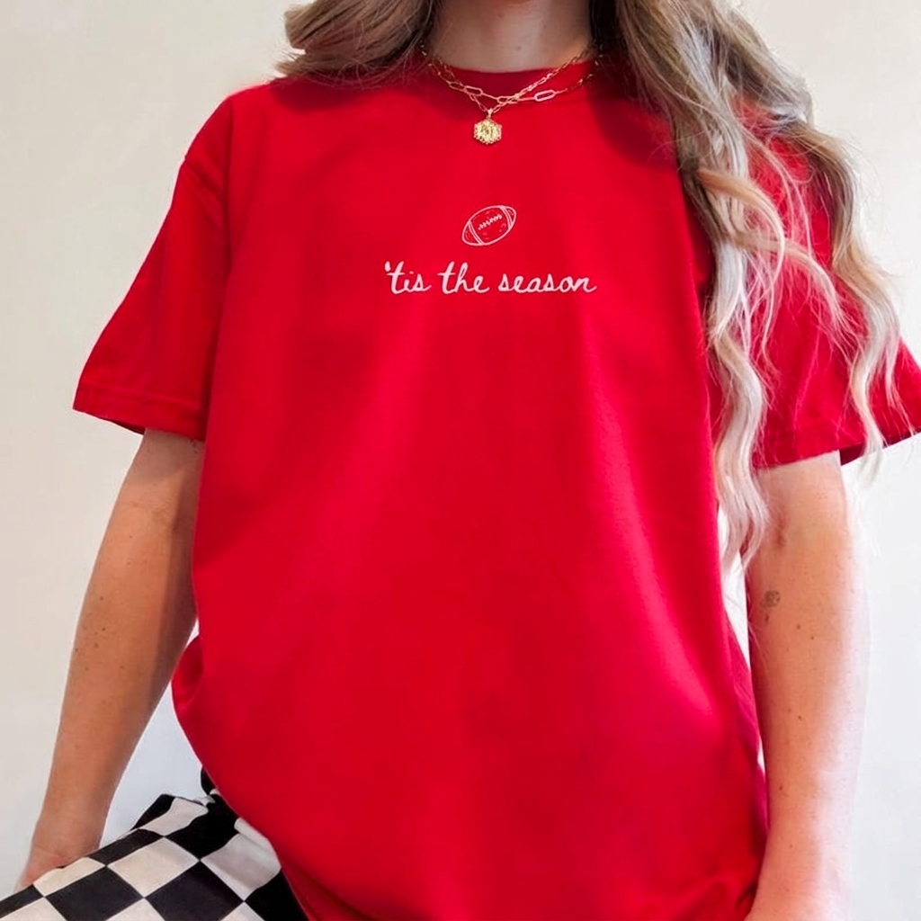 Minimalist Football Shirt Tis The Season Game Day Comfort Colors Graphic Apparel