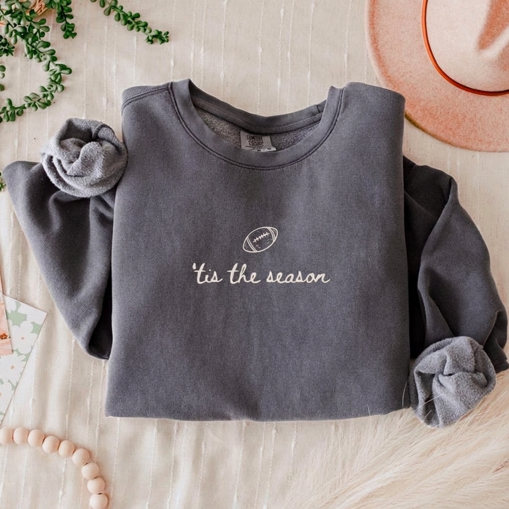 Minimalist Football Shirt Tis The Season Game Day Comfort Colors Graphic Apparel