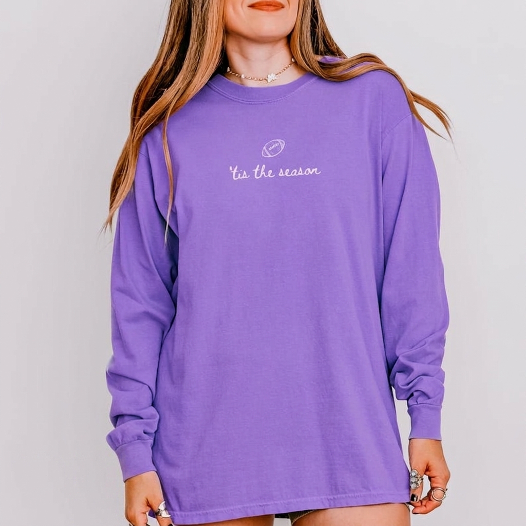 Minimalist Football Shirt Tis The Season Game Day Comfort Colors Graphic Apparel