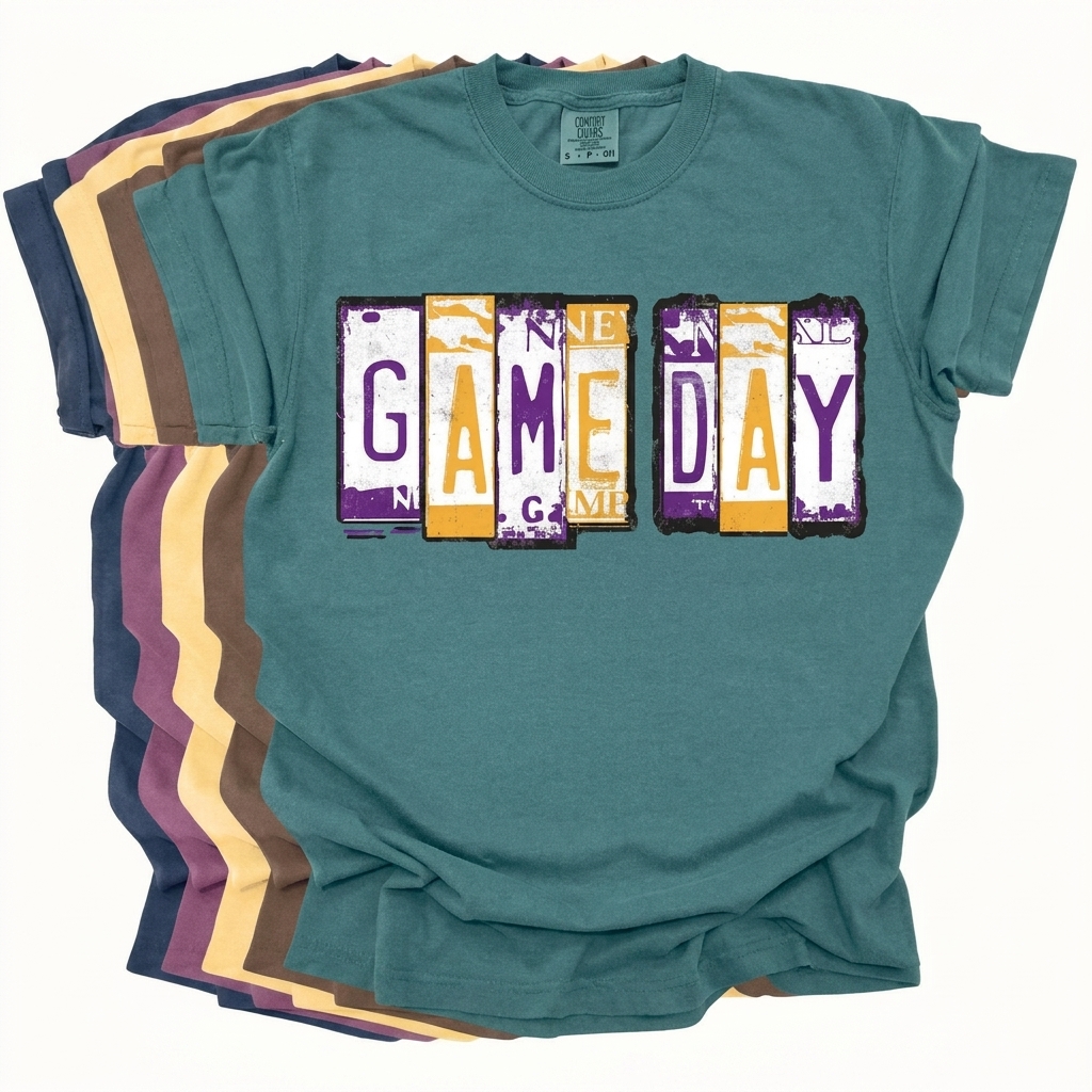 Custom Game Day License Plate Graphic Sweatshirt Vintage License Plate Lettering Game Day Sports Fan Apparel
