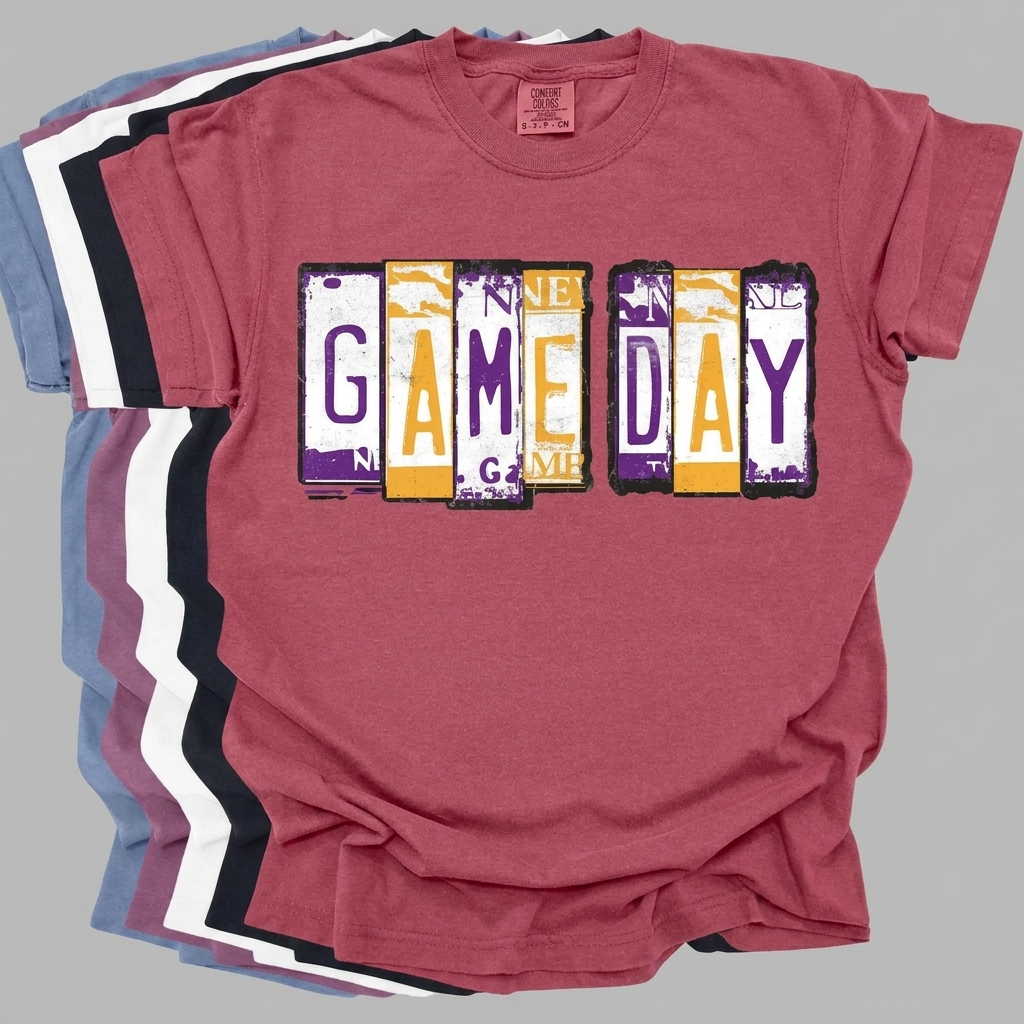 Custom Game Day License Plate Graphic Sweatshirt Vintage License Plate Lettering Game Day Sports Fan Apparel