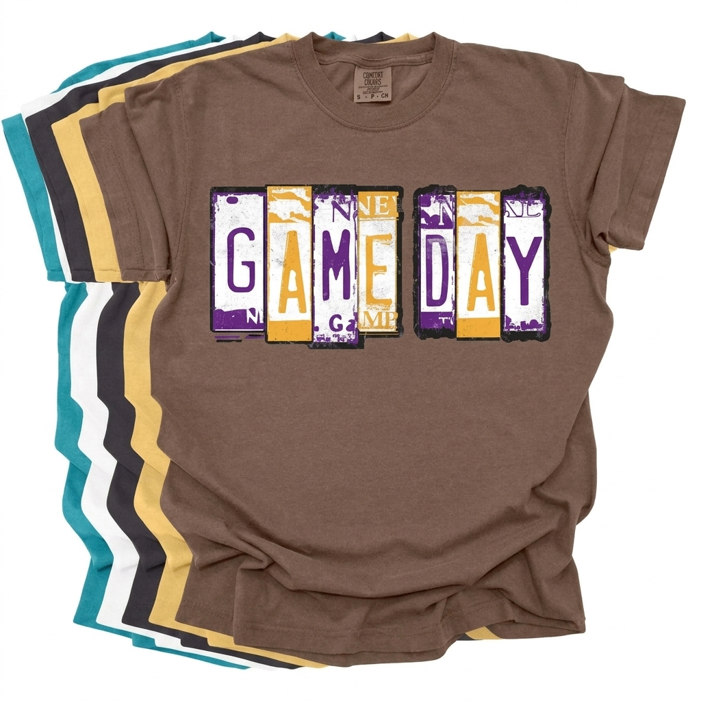 Custom Game Day License Plate Graphic Sweatshirt Vintage License Plate Lettering Game Day Sports Fan Apparel