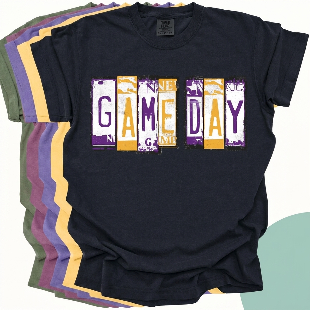 Custom Game Day License Plate Graphic Sweatshirt Vintage License Plate Lettering Game Day Sports Fan Apparel