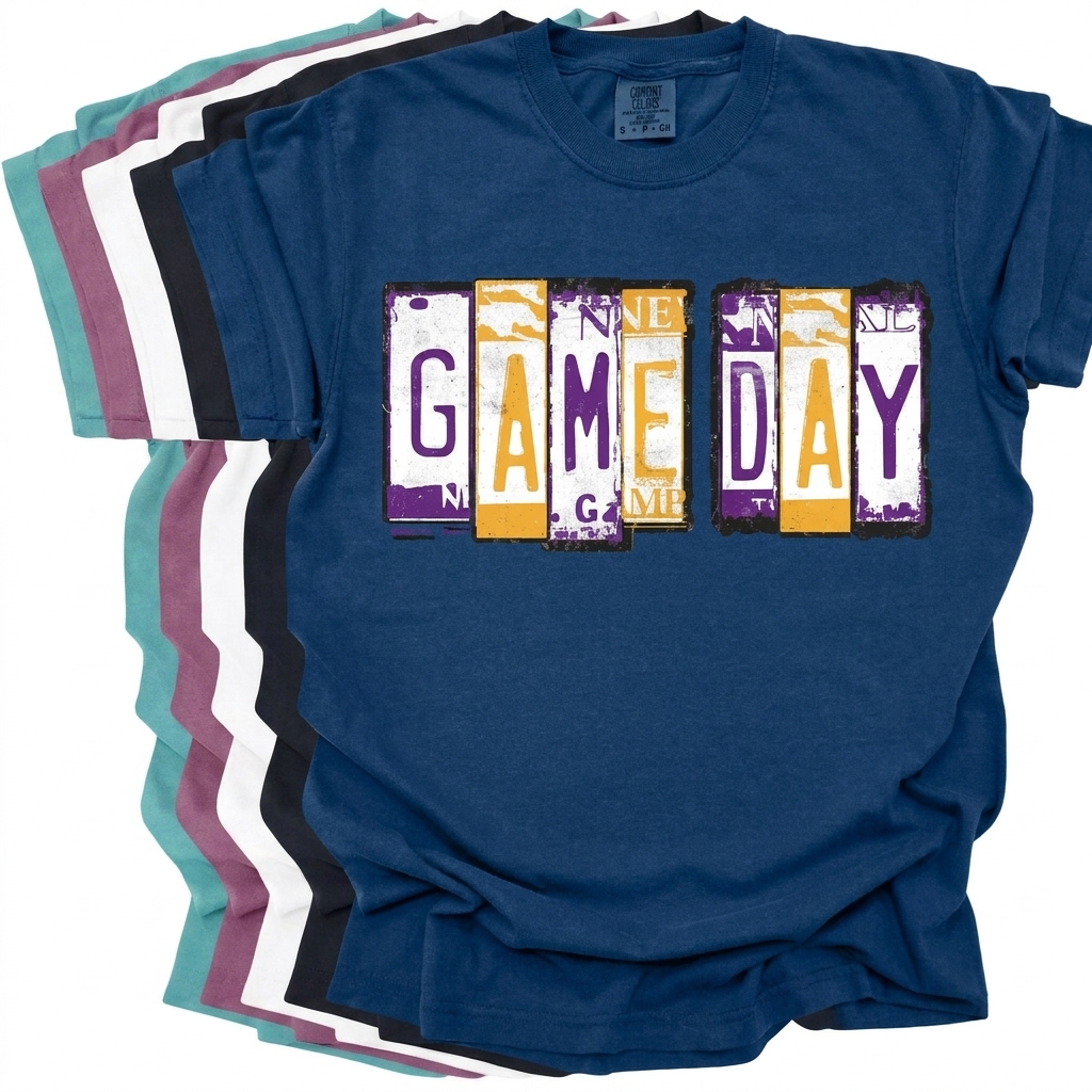 Custom Game Day License Plate Graphic Sweatshirt Vintage License Plate Lettering Game Day Sports Fan Apparel