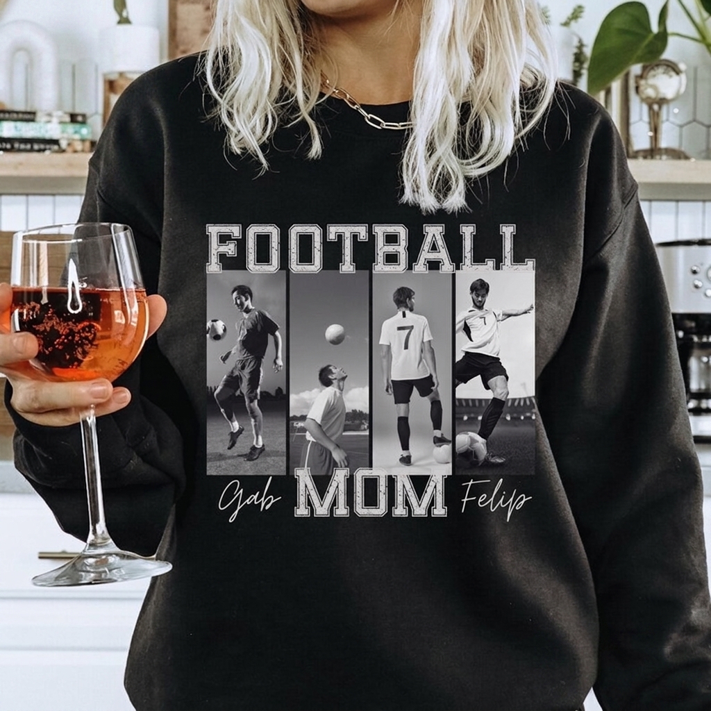 Custom Photo Sports Mom Sweatshirt Personalized Player Picture Collage Game Day Custom Name Apparel