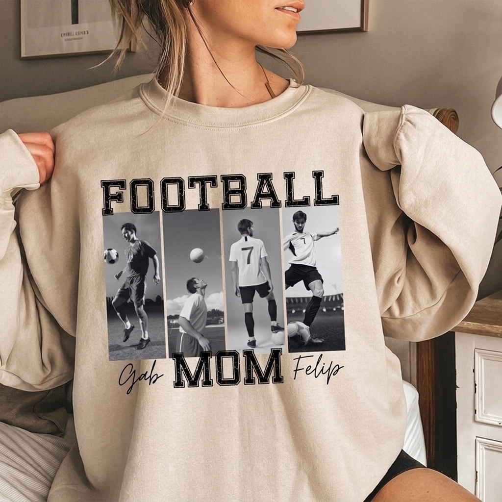 Custom Photo Sports Mom Sweatshirt Personalized Player Picture Collage Game Day Custom Name Apparel