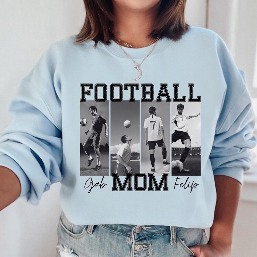Custom Photo Sports Mom Sweatshirt Personalized Player Picture Collage Game Day Custom Name Apparel