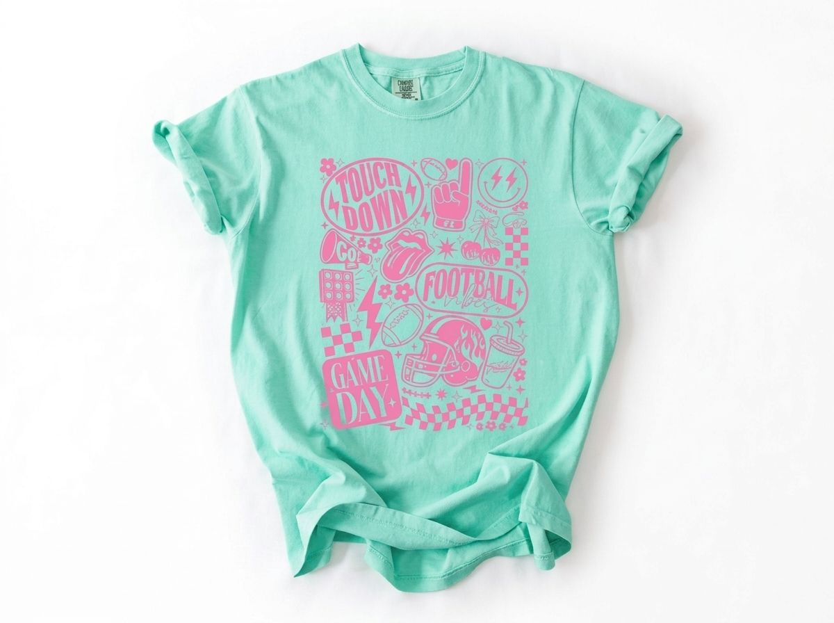 Football Vibes Doodle Sweatshirt Retro Game Day Collage Heat Transfer Shirt